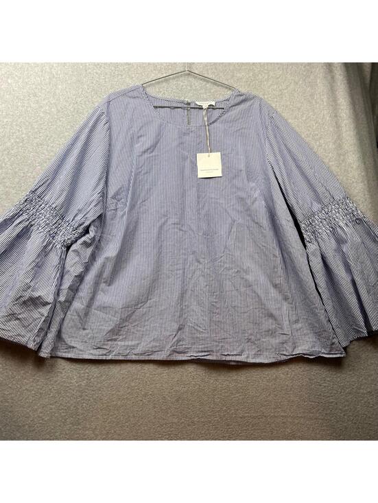 BeachLunchLounge Tops - BeachLunchLounge Womens Blouse Plus 3X Bell Sleeve Top Nautical Causal
